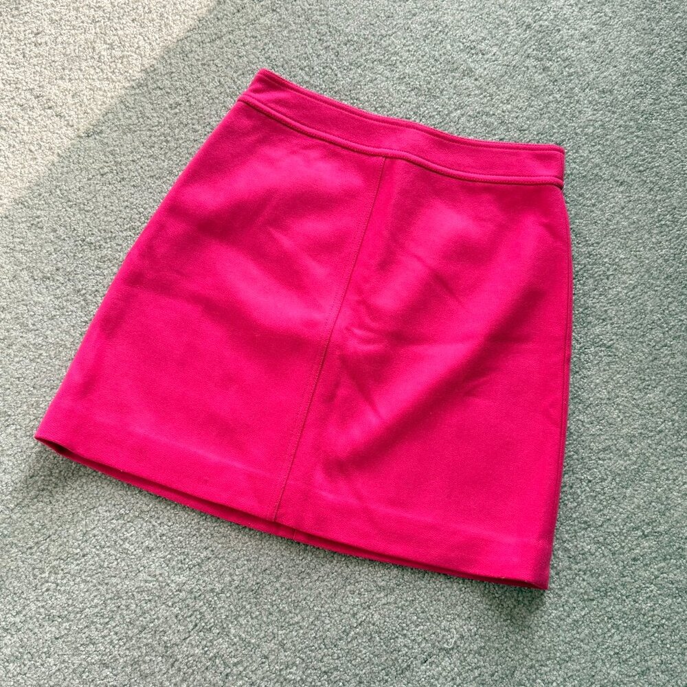 / J. Crew Hot Pink 100% Wool Short Skirt Fall Winter Spring Barbiecore US 4